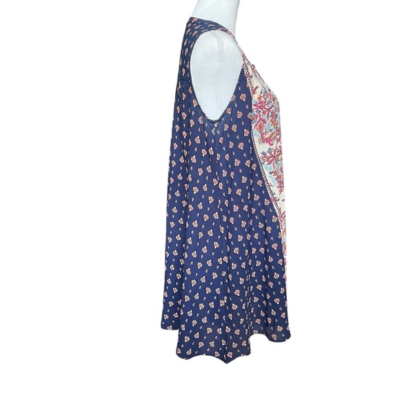 Jodifl Tunic Dress Blouse Size Small Blue Boho Scarf Print Trapeze Swing Top - Picture 4 of 8